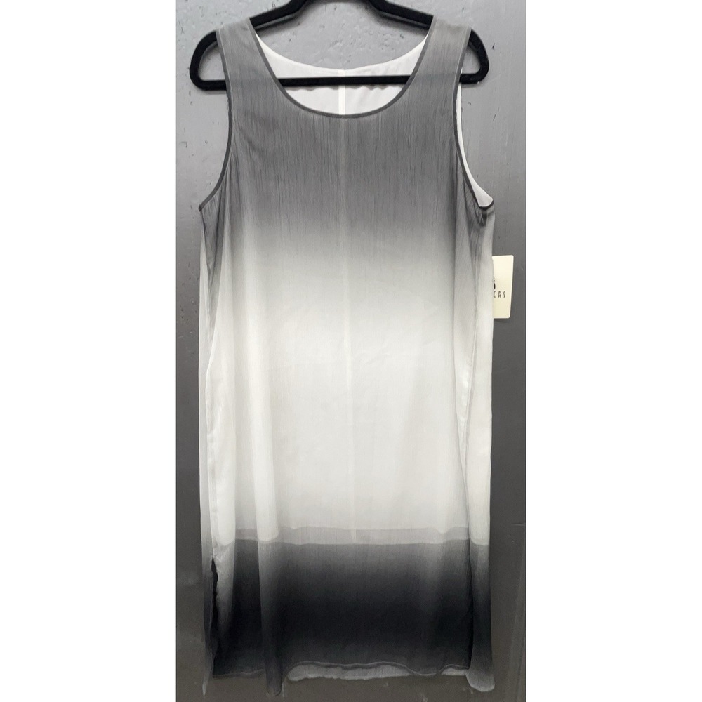 Womens Cover Up L Gray Ombre Sheer Lined Lightweight‎ Beach Vacation Travel NEW